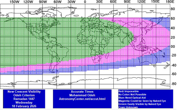 Perhitungan Astronomis Awal Ramadhan dan Idul Fitri 1447 H / 2026 M